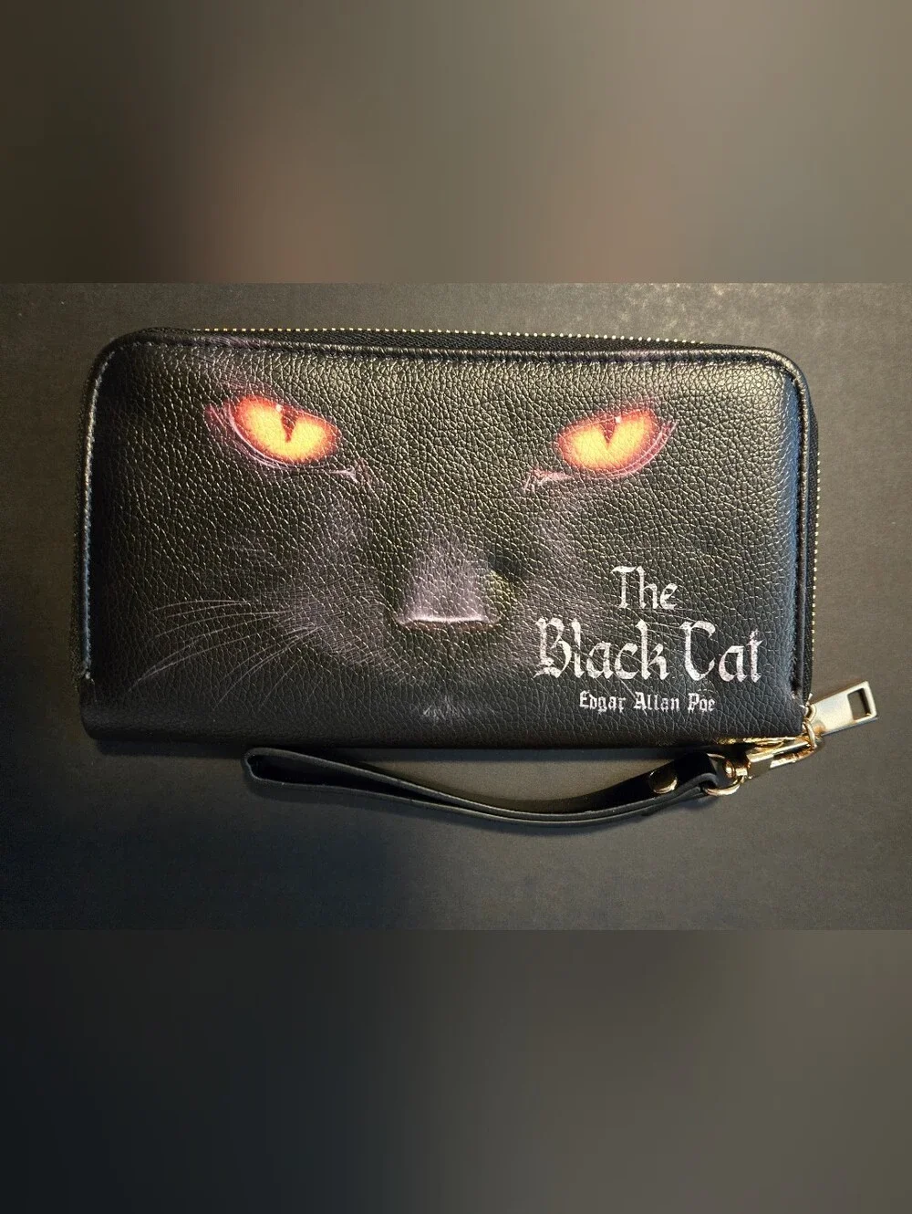 Lettoria The Black Cat Zip Vegan Leather Wallet Wristlet